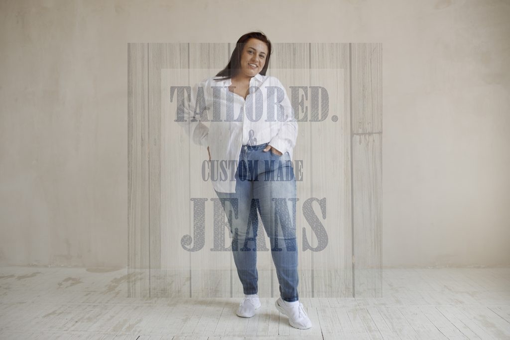 full shot plus size model posing studio